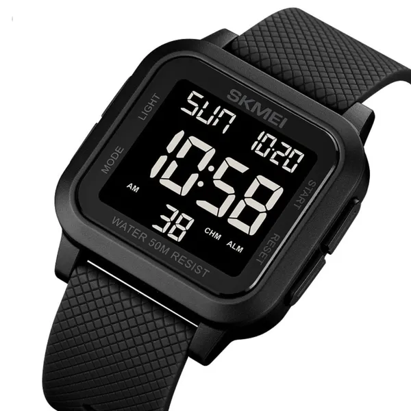SKMEI 1894 Multifunction Waterproof Sport Digital LED Men's Watch – Dial Color: Black, Strap Color: Black – View 2