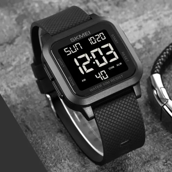 SKMEI 1894 Multifunction Waterproof Sport Digital LED Men's Watch – Dial Color: Black, Strap Color: Black – View 3