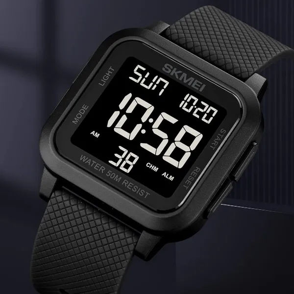SKMEI 1894 Multifunction Waterproof Sport Digital LED Men's Watch – Dial Color: Black, Strap Color: Black – View 4