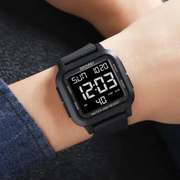SKMEI 1894 Multifunction Waterproof Sport Digital LED Men's Watch – Dial Color: Black, Strap Color: Black – View 5