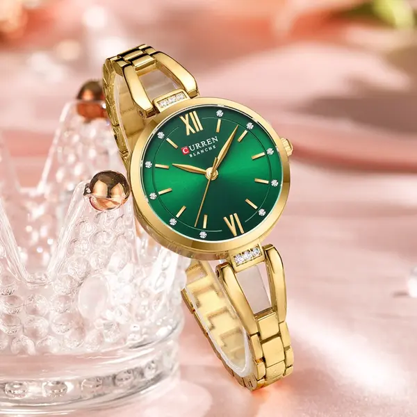 CURREN 9092 Stainless Steel Luxury Quartz Wristwatch for Women – Dial Color: Gold, Strap Color: Gold  – View 3
