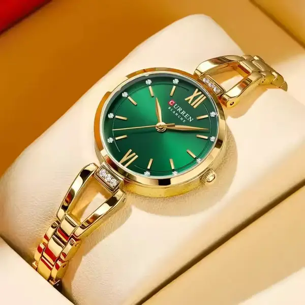 CURREN 9092 Stainless Steel Luxury Quartz Wristwatch for Women – Dial Color: Gold, Strap Color: Gold  – View 2