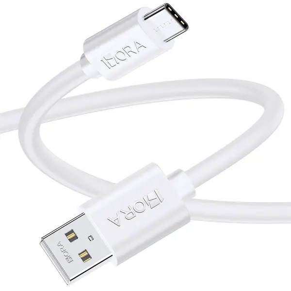 1HORA Durable 1m USB-A to USB-C Cable by 2.1A High-Speed Charging – Color: White – View 1