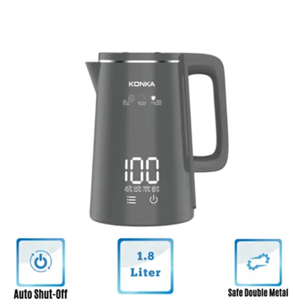 KONKA KEKLW-18M 1.8 Litter LED Display Electric Kettle – Capacity: 1.85 L, Color: Gray – View 2