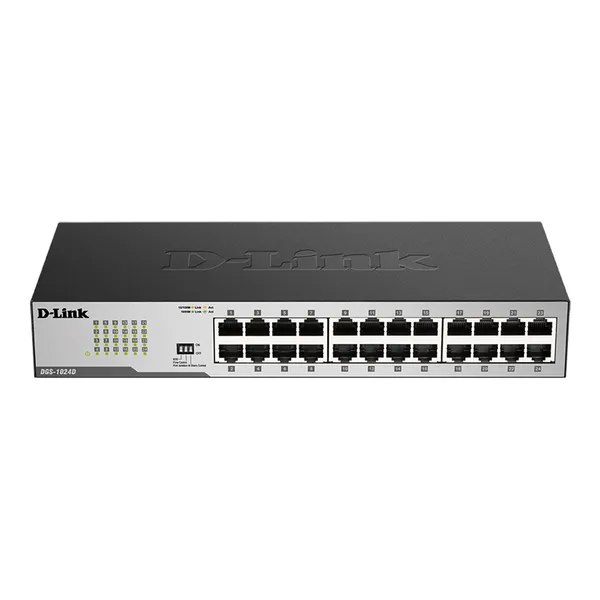 D-Link DES-1024D 24-Ports 10/100 Fast Ethernet Unmanaged Rack Mount Switch – View 1