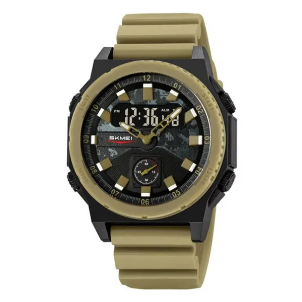 SKMEI 2355 Digital Analog Luxury Sports Men's Watch – Dial Color: Yellow, Strap Color: Green  – View 1