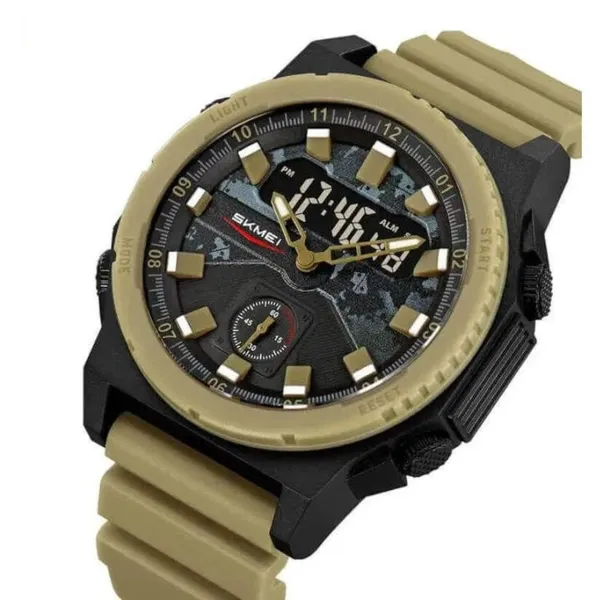 SKMEI 2355 Digital Analog Luxury Sports Men's Watch – Dial Color: Yellow, Strap Color: Green  – View 2