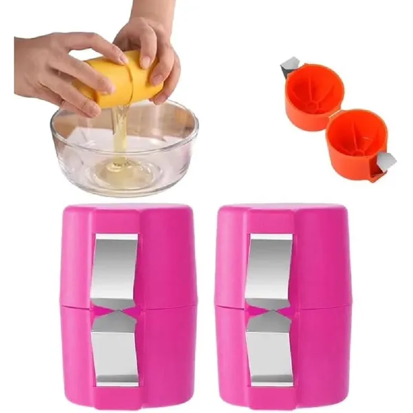 Hemico egg cracker Tool for Raw Eggs Shell Opener Handheld Eggs Breaker – Color: Pink – View 2