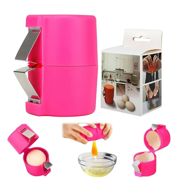 Hemico egg cracker Tool for Raw Eggs Shell Opener Handheld Eggs Breaker – Color: Pink – View 3