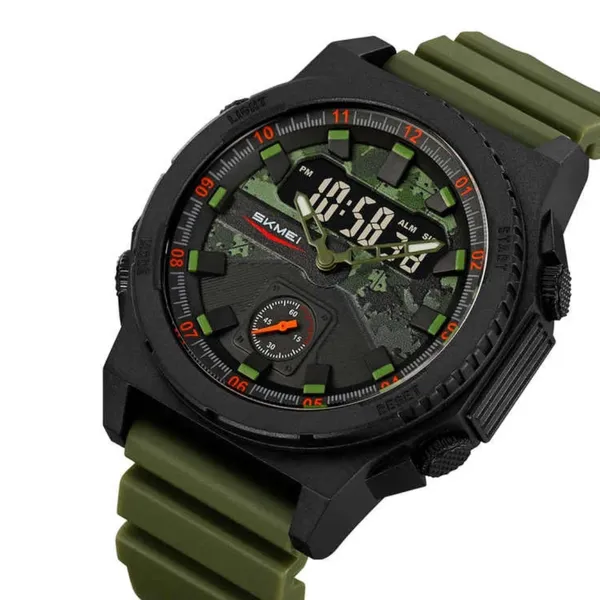 SKMEI 2355 Digital Analog Luxury Sports Men's Watch – Dial Color: Black, Strap Color: Green – View 2