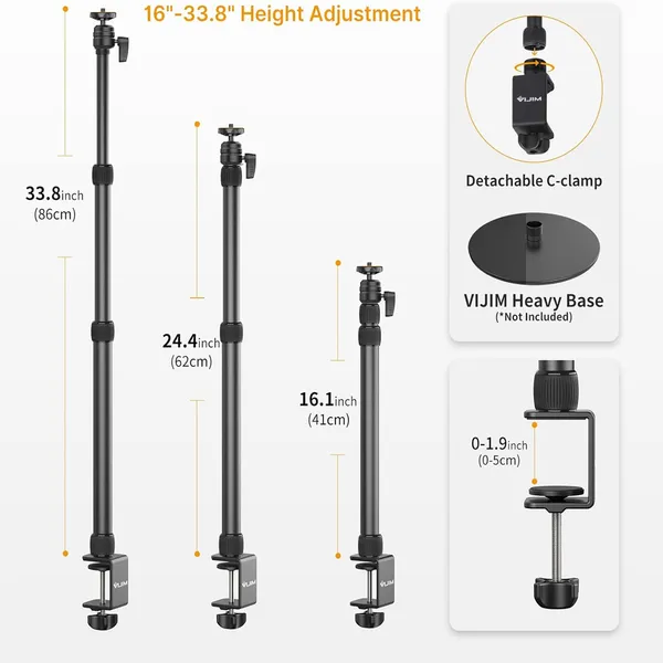 Ulanzi VIJIM LS11 Camera Mount Desk Stand with Auxiliary Holding Arm – View 3