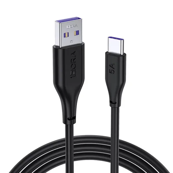 1HORA V8 Series 2m USB to Type-C Cable Fast Charging & Data Transfer – Color: Black – View 2