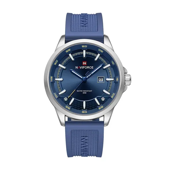 Naviforce 9248T Lightweight Comfortable Silicone Band Simple Sports Men's Watch – Dial Color: Blue, Strap Color: Blue – View 1