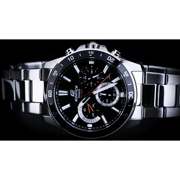 Casio EFV-570D-1AVUDF Edifice Stainless Steel Water Resistant Chronograph Analogue Men's Watch – Dial Color: Black, Strap Color: Silver – View 3