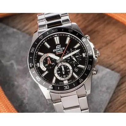 Casio EFV-570D-1AVUDF Edifice Stainless Steel Water Resistant Chronograph Analogue Men's Watch – Dial Color: Black, Strap Color: Silver – View 4