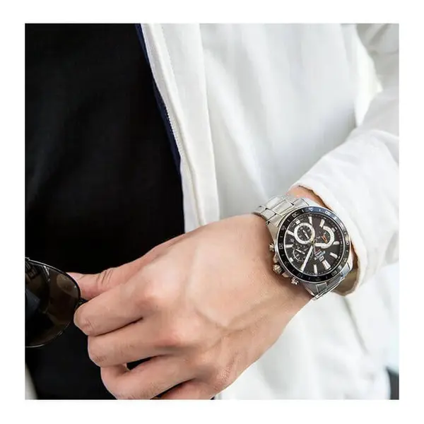 Casio EFV-570D-1AVUDF Edifice Stainless Steel Water Resistant Chronograph Analogue Men's Watch – Dial Color: Black, Strap Color: Silver – View 6