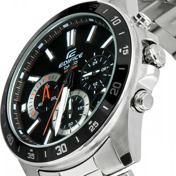 Casio EFV-570D-1AVUDF Edifice Stainless Steel Water Resistant Chronograph Analogue Men's Watch – Dial Color: Black, Strap Color: Silver – View 2