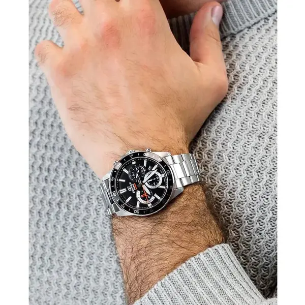 Casio EFV-570D-1AVUDF Edifice Stainless Steel Water Resistant Chronograph Analogue Men's Watch – Dial Color: Black, Strap Color: Silver – View 7