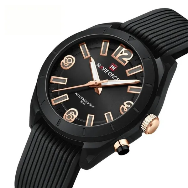 NAVIFORCE NF7103 Sports Waterproof Led Women's Watch – Dial Color: Black, Strap Color: Black – View 2