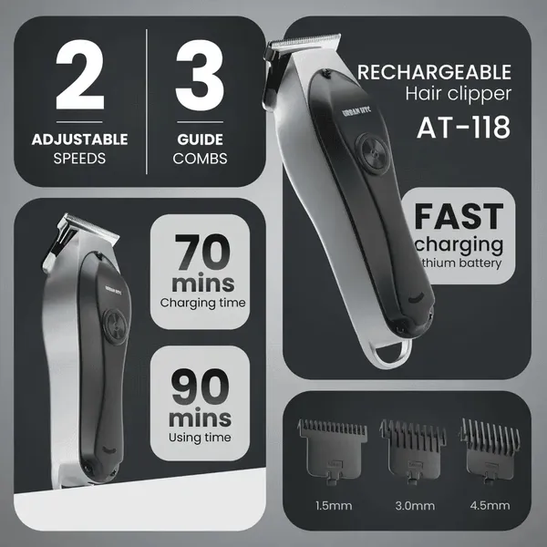 HTC AT-118 Professional Hair Clipper Rechargeable Trimmer – View 5