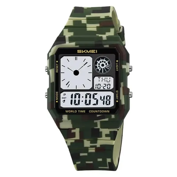 Skmei 2347 Luxury Personalised Digital Men's Watch – Dial Color: Green, Strap Color: Green – View 1