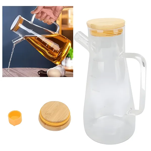 650ML High Borosilicate Glass Oil Bottle with Bamboo Lid – View 3