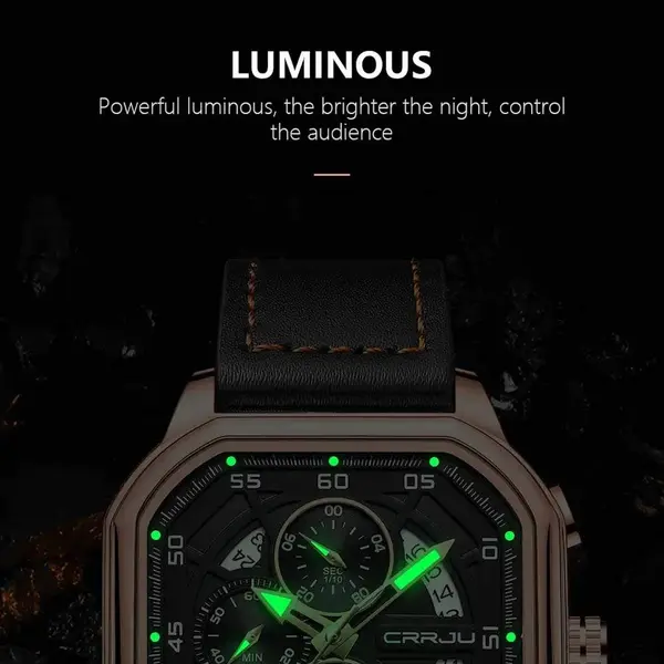 CRRJU 2287 Fusion Of Minimalist Style & Timeless Elegance Steel Analog Quartz Men Watch – Dial Color: Rose Gold, Strap Color: Black – View 3