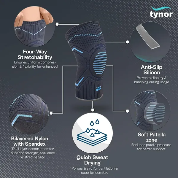 Tynor D23 Knee Cap Comfeel – Knee Support & Pain Relief Sleeve (Pair) – Size: S – View 2