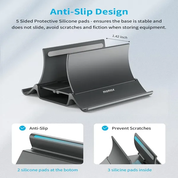 MOMAX KH17 Arch Gravity Auto Locking Laptop Stand Holder Storage Dock – View 5