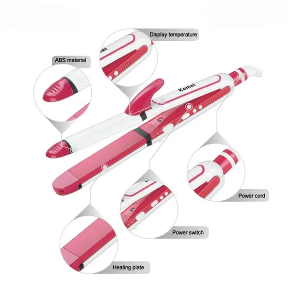 Kemei KM-3304 StyleCare Essential 3 in 1 Hair Straight, Curler & Crimp for Women – View 4