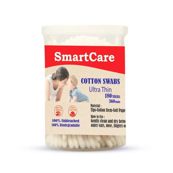 Smart Care Baby Thin Cotton Bud Rotate Box 180 Pcs – View 1