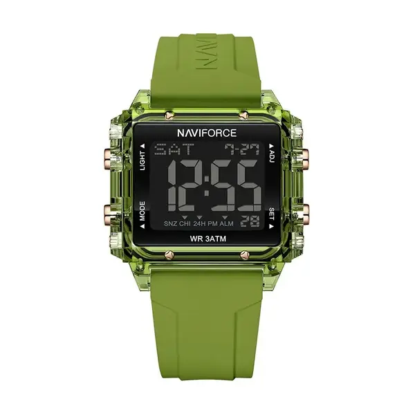 NAVIFORCE NF7101 Casual Sports Electronic Women's Watch  – Dial Color: Green, Strap Color: Green  – View 1
