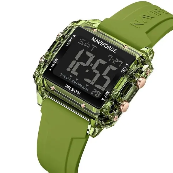 NAVIFORCE NF7101 Casual Sports Electronic Women's Watch  – Dial Color: Green, Strap Color: Green  – View 3