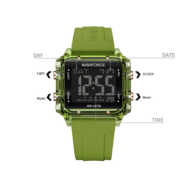 NAVIFORCE NF7101 Casual Sports Electronic Women's Watch  – Dial Color: Green, Strap Color: Green  – View 4