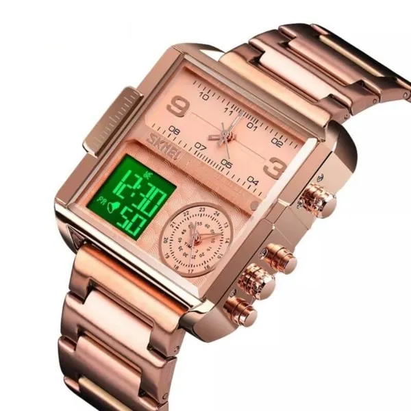 SKMEI 1584 Quartz Digital Luxury Business Wrist Men's Watch – Dial Color: Rose, Strap Color: Rose – View 2
