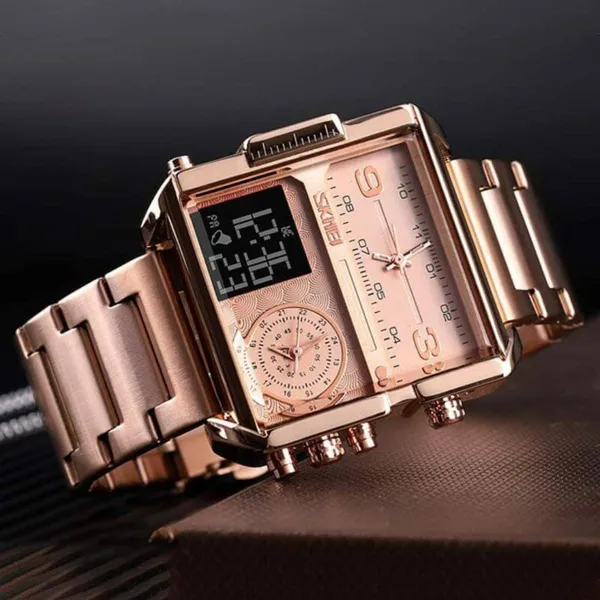 SKMEI 1584 Quartz Digital Luxury Business Wrist Men's Watch – Dial Color: Rose, Strap Color: Rose – View 3