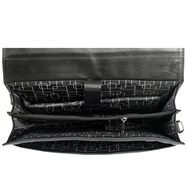 Mens Messenger Bag 15.6 Inch Waterproof Leather Office Work Bag – Color: Black – View 3