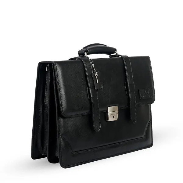 Mens Messenger Bag 15.6 Inch Waterproof Leather Office Work Bag – Color: Black – View 2