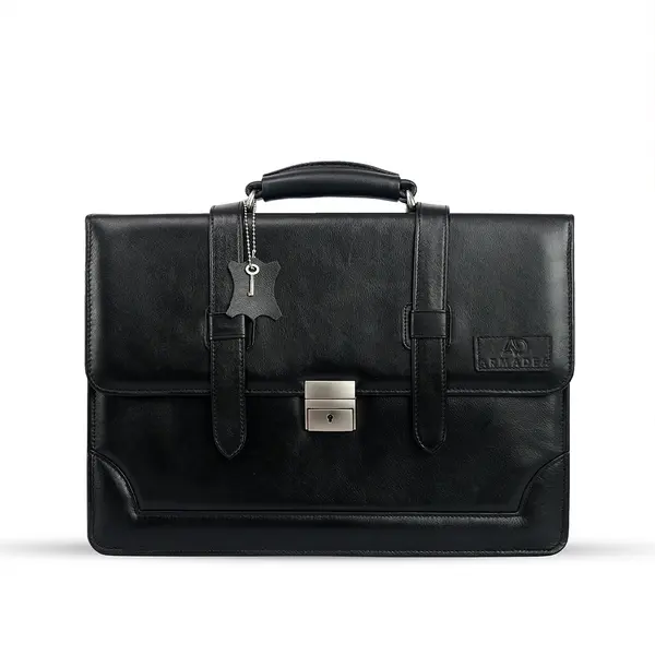 Mens Messenger Bag 15.6 Inch Waterproof Leather Office Work Bag – Color: Black – View 1