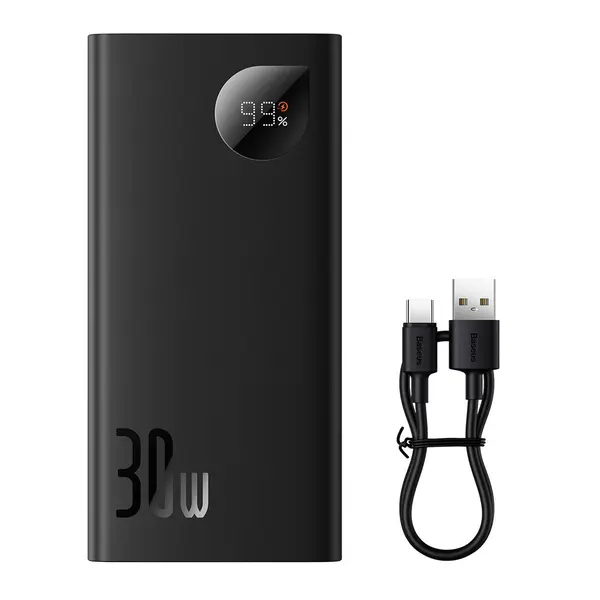 Baseus Adaman2 Series Mini 10000mAh 30W Portable Charger Power Bank – Color: Black – View 1