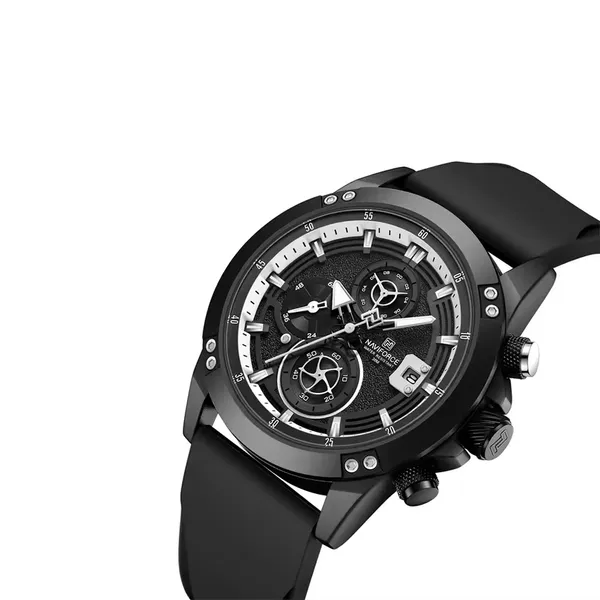 Naviforce 8033 Luxury Military Sports Quartz Analog Men's Watch – Dial Color: Black, Strap Color: Black – View 2