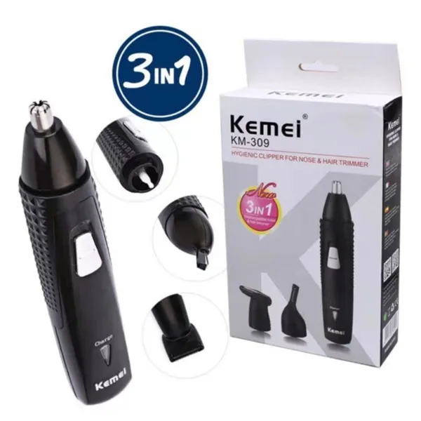Kemei KM-309 3-In-1 Rechargeable Electric Nose Hair Trimmer – View 2
