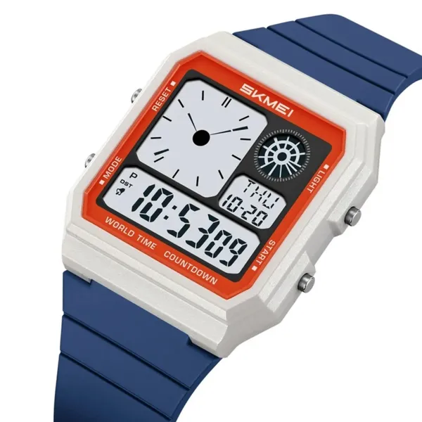 Skmei 2347 Luxury Personalised Digital Men's Watch – Dial Color: White, Strap Color: Blue – View 2
