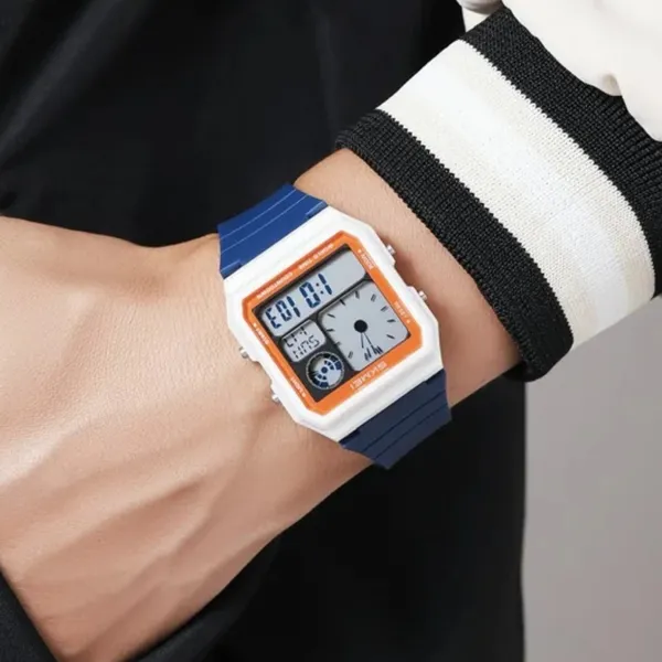 Skmei 2347 Luxury Personalised Digital Men's Watch – Dial Color: White, Strap Color: Blue – View 4