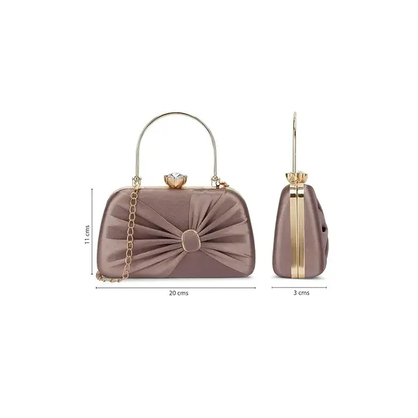 Faux Leather Lavie Women Sleek Wink Frame Clutche – Color: Brown – View 3