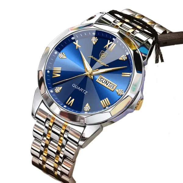 Poedagar 810 Adults Stainless Steel Men's Watch – Dial Color: Blue, Strap Color: Silver – View 2