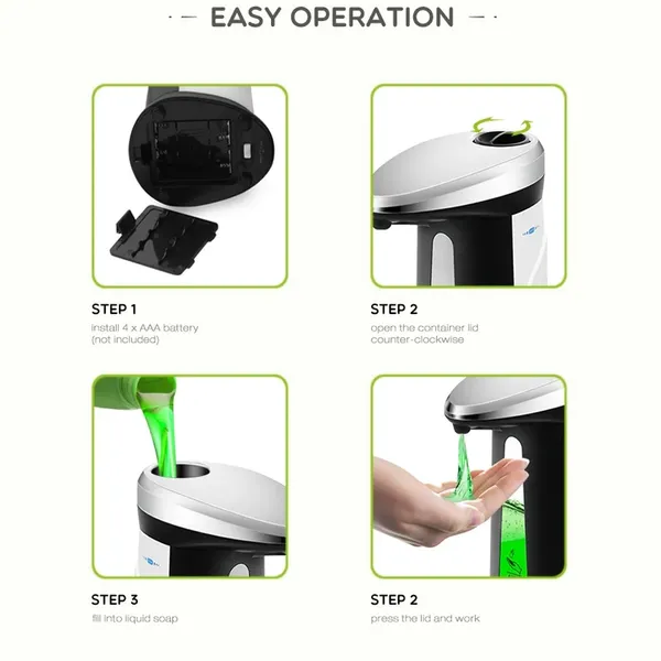 Automatic Sensor soap & Sanitizer Dispenser Touch-free Kitchen Bathroom 400ml – View 3