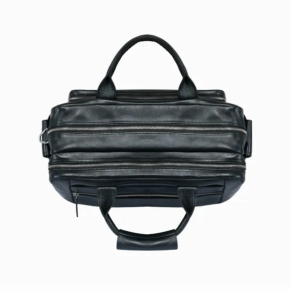 100% Genuine Cow Leather Corporate Briefcase Bag with More Space Office Bag – Color: Black – View 5