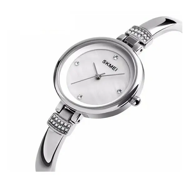 Skmei 1409 Fashion Casual Women Quartz Simple Dress Waterproof Alloy Strap Wristwatch – Dial Color: White, Strap Color: Silver – View 2