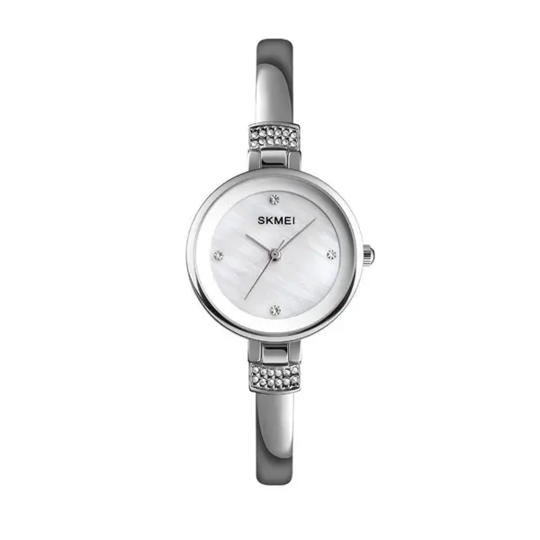 Skmei 1409 Fashion Casual Women Quartz Simple Dress Waterproof Alloy Strap Wristwatch – Dial Color: White, Strap Color: Silver – View 1